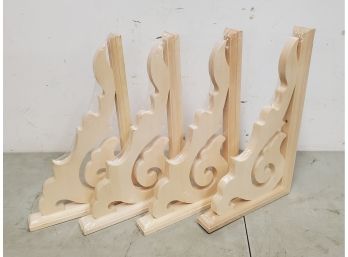 Lot Of 4 Decorative Wooden Corbel Shelf Brackets New In Plastic