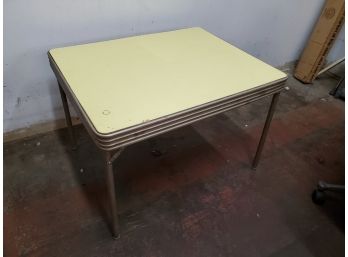 Vintage Mid Century Modern 30x24 Table With Yellow Formica Top