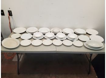 34 Piece Lot Of White Ironstone China, Restaurant Grade, Antique And Modern