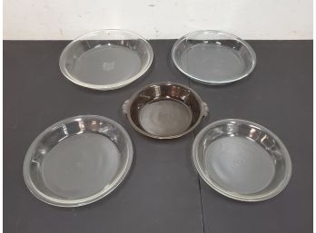 Lot Of 5 Pyrex Nesting Pie Plates, 10', 9', 8.5', 7.5', 7'