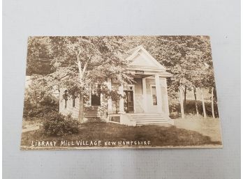 Vintage RPPC Real Photo Postcard Of The Library In Mill Village New Hampshire