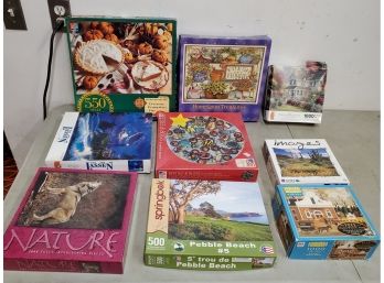 Lot Of 9 Puzzles, (3) 500 Piece, (2) 550 Piece, (1) 750 Piece, (3) 1000 Piece