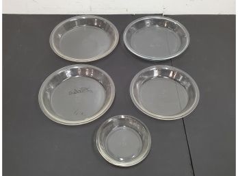 Lot Of 5 Pyrex Nesting Pie Plates, 9.5', 9', 8.5', 7.5', 5'