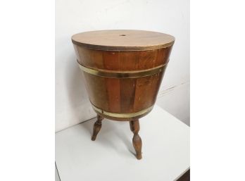 3 Leg Wooden Knitting Yarn Barrel Sewing Box