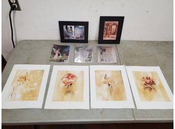 Lot Of 9 Prints, 4 Wild Apple Graphics Woodstock VT, 3 Religious Foil Dufex Prints, 2 New York City Prints