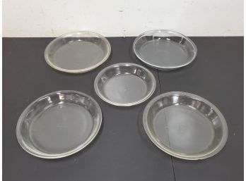 Lot Of 5 Pyrex Nesting Pie Plates, 9.5', 9', 9', 8.5', 7.5'