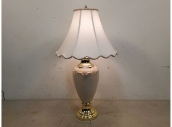 White & Gold Table Lamp, 30.5' Tall