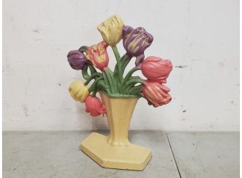 Vintage Cast Iron Tulip Bouquet Door Stopper