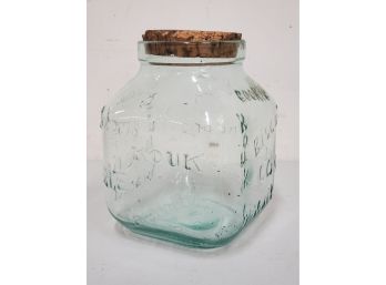 Vintage Italian Glass Cookie Biscuit Jar With Cork Stopper Biscotti Biscoito Keks Kouk