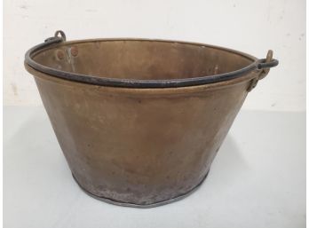 Antique Brass Cow Milking Bucket Pail With Bail Handle