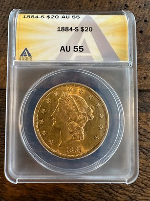 1884 Gold Liberty Head Coin: Mint:S    Grade: AU55