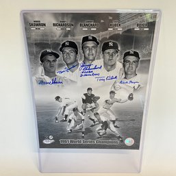 1961 World Series Champions Baseball Photograph With 5 Player Autographs