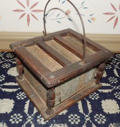 EARLY PENNSYLVANIA WOOD AND TIN FOOT WARMER