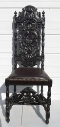 COLONIAL REVIVAL FLEMISH CARVED HALL CHAIR