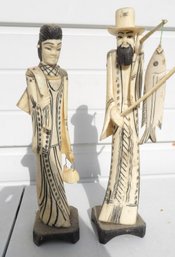 PAIR OF ORIENTAL ASIAN CARVED BONE FIGURES