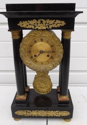 1840S FRENCH BLACK MARBLE PORTICO CLOCK