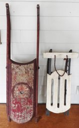 TWO ANTIQUE CHILDREN'S SLEDS