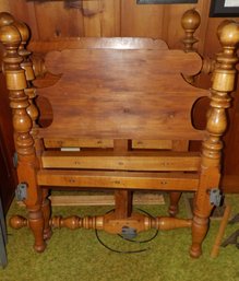 1830'S PAIR OF MAPLE TURN POST BALL AND BELL TWIN SIZE BEDS