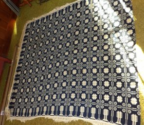 FIR TREE AND SNOWFLAKE PATTERN SUMMER WINTER REVERSIBLE NEW ENGLAND OVERSHOT COVERLET