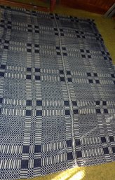 OHIO RIVER VALLEY OVERSHOT BLUE AND WHITE TWO PIECE COVERLET