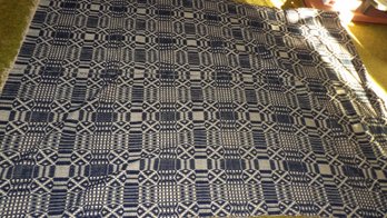 OHIO RIVER VALLEY BLUE AND WHITE OVERSHOT TWO PIECE COVERLET