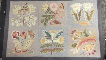 CLAIRE MURRAY SIX PANEL FLORAL SAMPLER HOOKED RUG