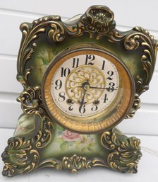 WATERBURY TIME AND STRIKE ROCCOCO CHINA CLOCK