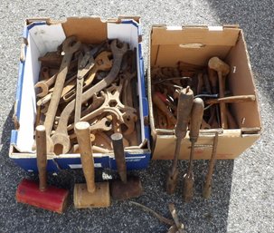 TWO BOXES OF EARLY AUTOMOTIVE WRENCHES