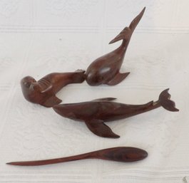 Selection Of Four Mexican Irownwood Sea Life Creatures And Letter Opener