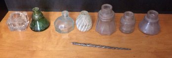 Assortment Of Ink Wells And Fancy Sterling Quill Pen