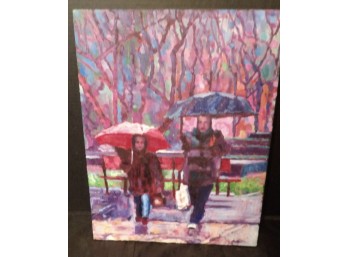 Oil On Canvas Signed Emily Strong Entitled Sunday Rain
