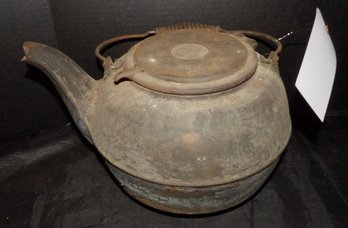 Antique Cast Iron Tea Kettle With Inset Bottom