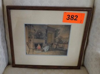 Early Wallace Nutting Colonial Print Signed - At The Fender