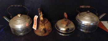 Collection Of  Cast Iron, Copper And Nickel Plated  Antique Teapots.
