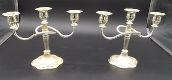 Pair Of 20th Century Silver Plate Victorian Style Candelabra