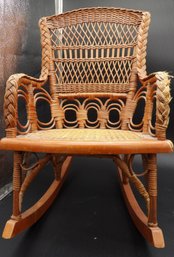 Child's Victorian Natural Wicker Cane Seat Rocker