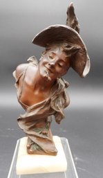 Antique George Van Der Straeten Art Nouveau Bronze Bust Of Woman With Cherries