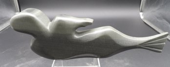 Rare Inuit Green Soapstone Mermaid Sculpture