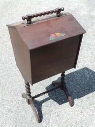 Mahogany Lift Top Art Deco Sewing Stand.