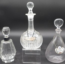 Three Antique And Vintage Crystal Sherry Decanters