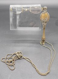 Art Nouveau Floral Embossed Lorgnette Spectacles