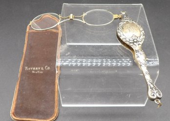 Tiffany Silver Plate Lorgnette Spectacles.