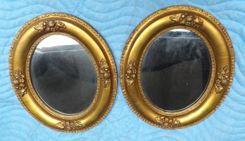 Pair Of Victorian Gilt And Gesso Oval Wall Mirrors