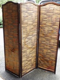 Mahogany Three Panel Arts & Crafts Folding Dressing Screen