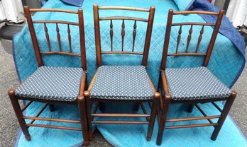 Three Victorian Oak English Pub Chairs.