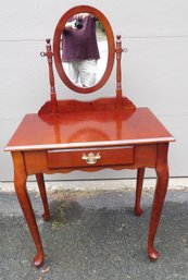 Modern Queen Anne Style Vanity Wth Oval Adjustable Mirror