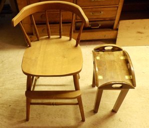 Colonial Era Youth Chair And Miniature Butler Table