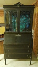 Vintage 1920s Era Secretary Desk  With Glazed Doors