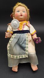 1940s Composition Doll With Medal 'Obbedire Combattere Credere'