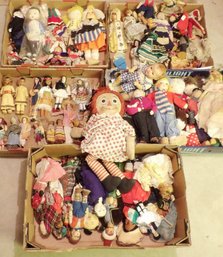 Large Collection Of 1920s-1950s Fabric And Composition Dolls